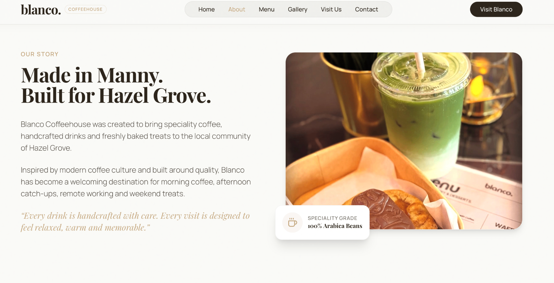 Blanco brand story section — Made in Manny. Built for Hazel Grove.